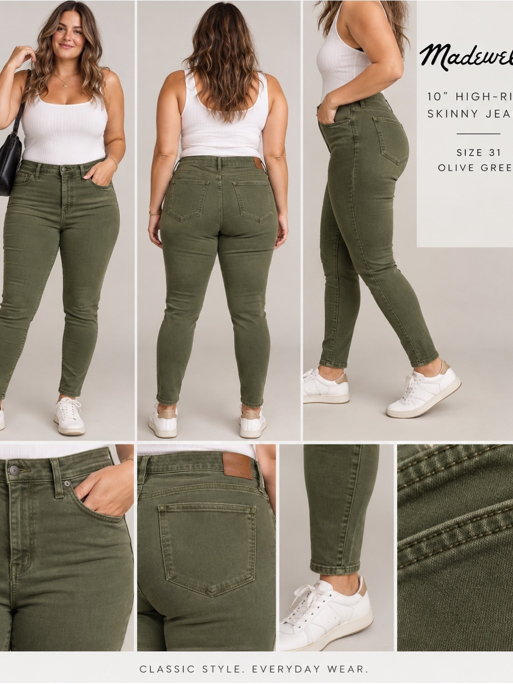 Madewell Olive Green High-Rise Skinny Jeans — Classic Fit